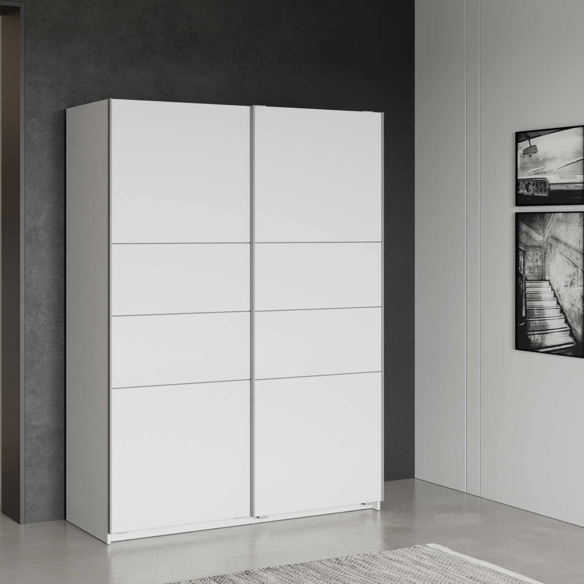 Kleiderschrank Faust - 148x60x203cm - 2 Türen - weiß