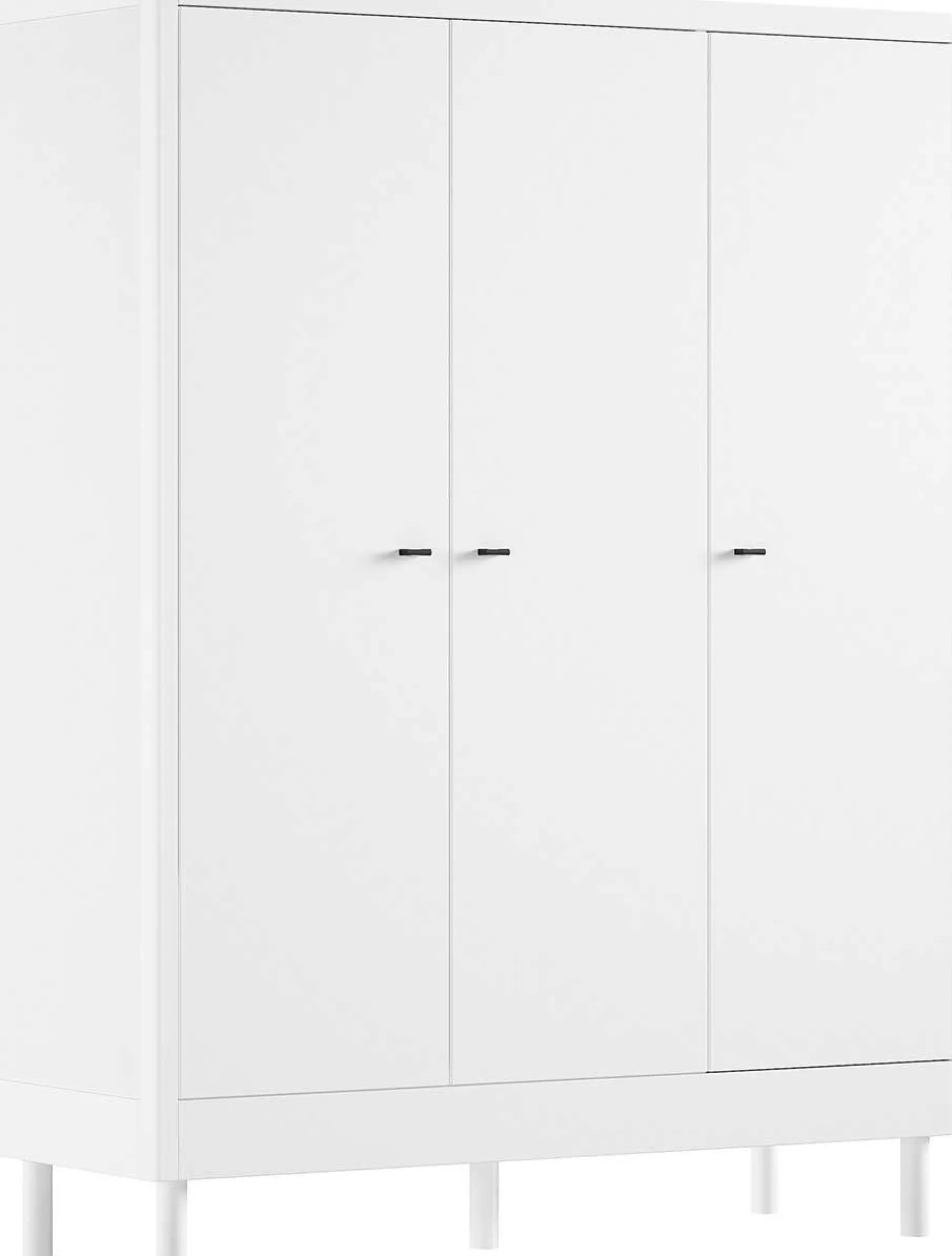 Kleiderschrank Forrest - 3 Türen - Massivholz Buche - weiß