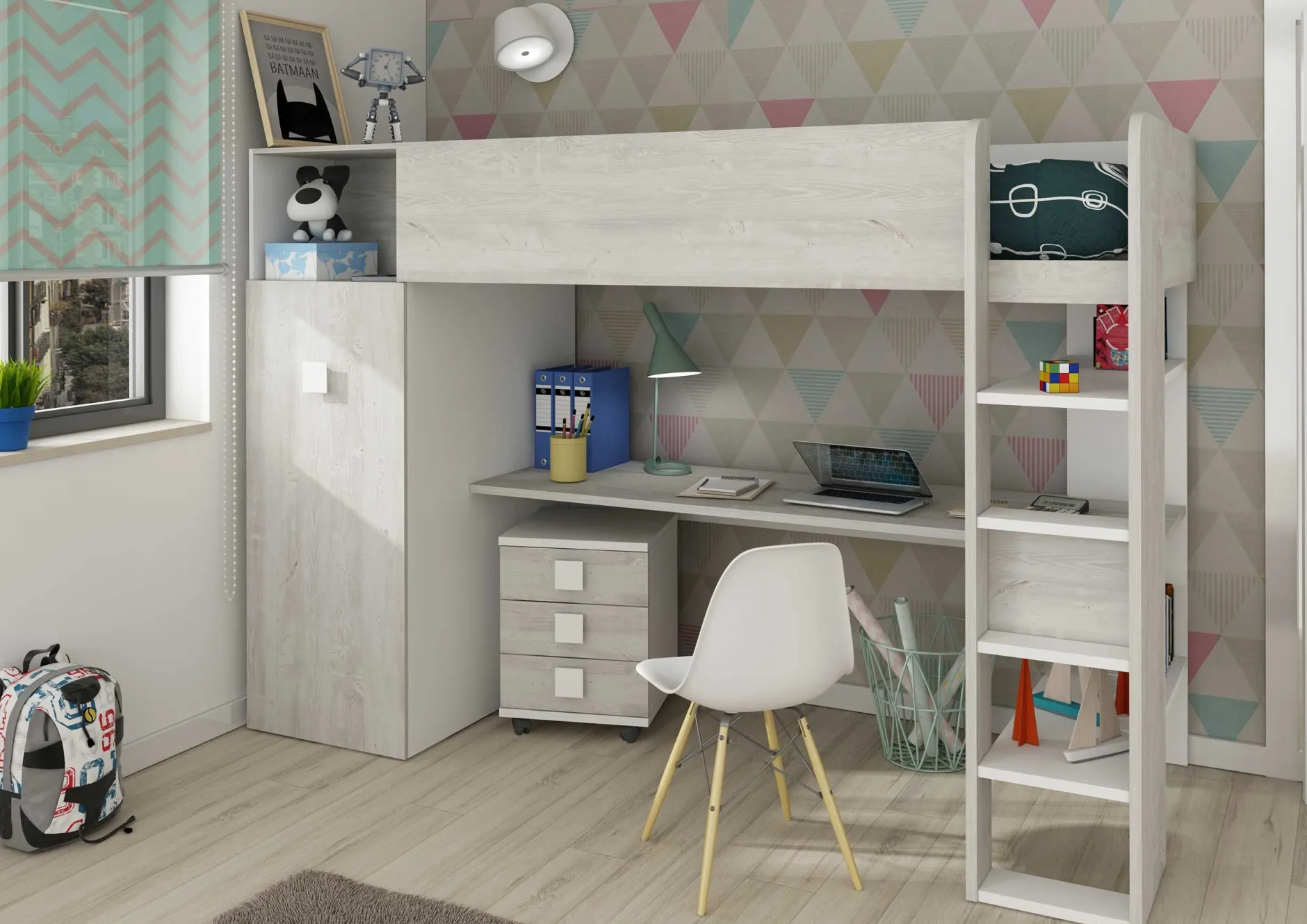 Kleiderschrank für Hochbett Jet - weiß