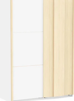 Kleiderschrank Heva - 140x64x203cm - 2 Türen - weiß/Eiche Dekor