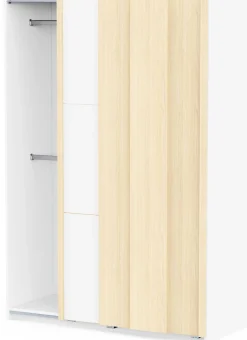 Kleiderschrank Heva - 140x64x203cm - 2 Türen - weiß/Eiche Dekor