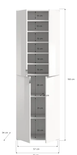 Kleiderschrank-Kombination Projekt X Emob - Artisan Oak/Weiß/Spiegel - 243x193x34 cm