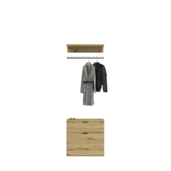 Kleiderschrank Kombination Projekt X Emob - Weiß Artisan Oak - 152x193x34 cm