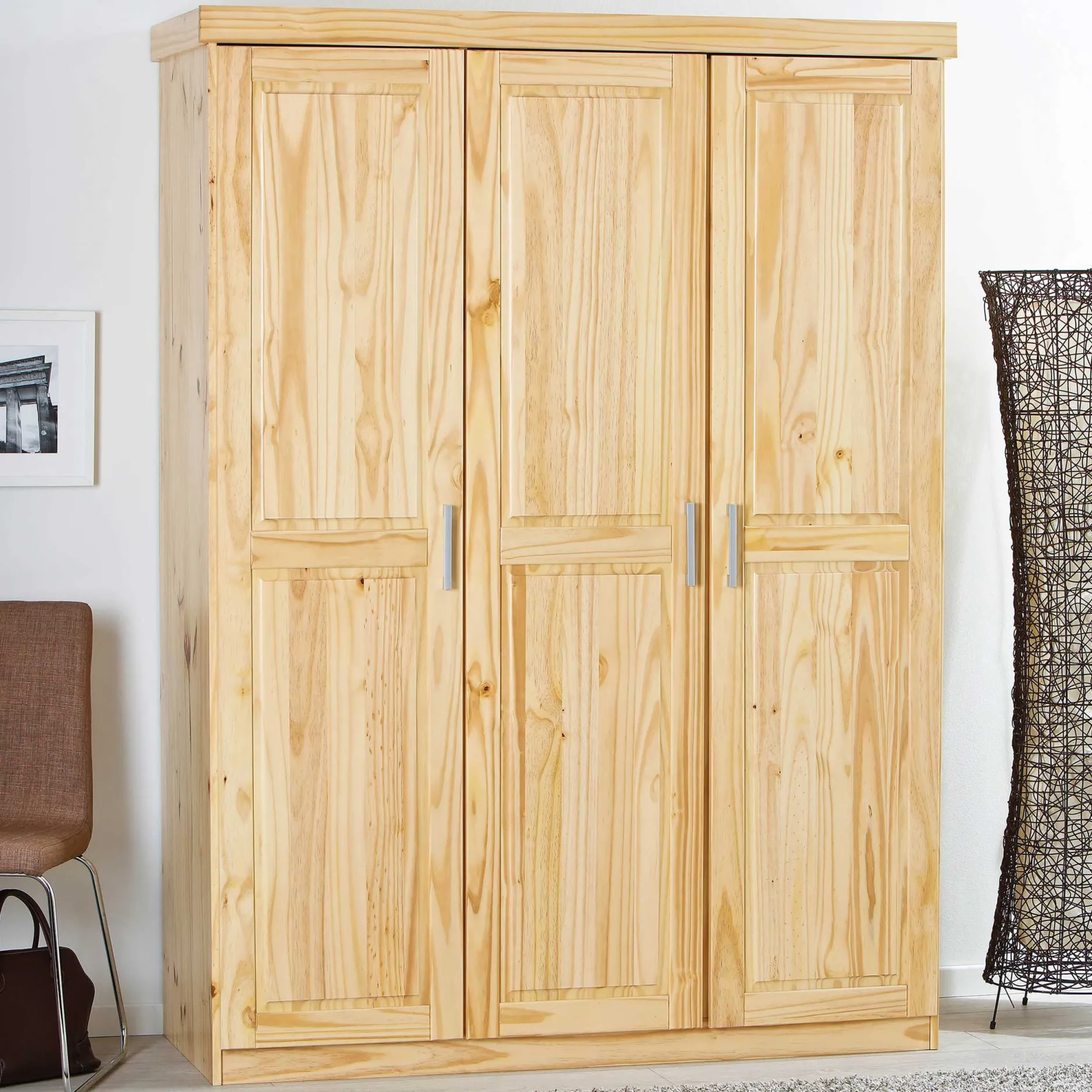 Kleiderschrank Leon mit 3 Türen - Kieferholz