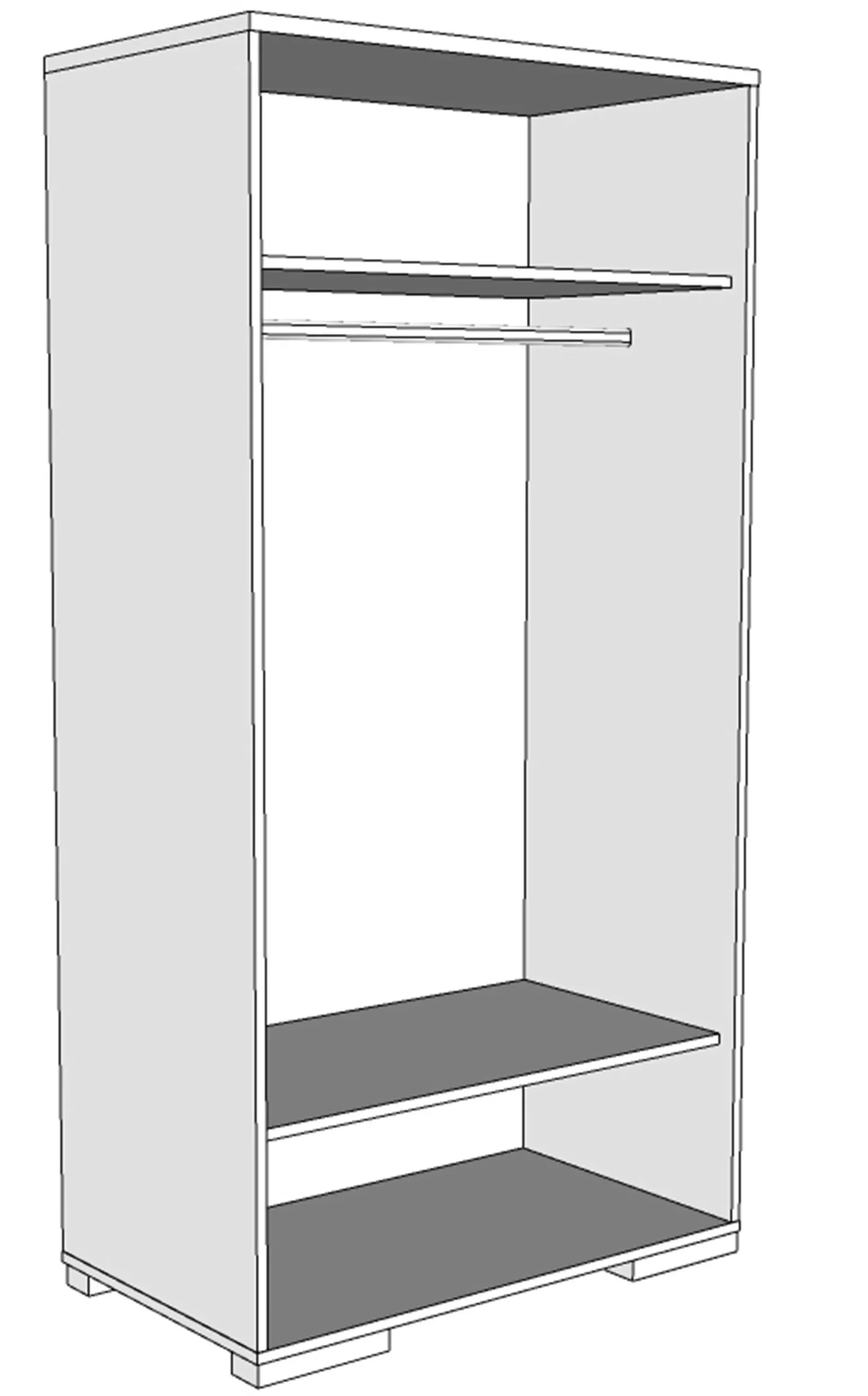 Kleiderschrank London 98cm mit 2 Türen - anthrazit