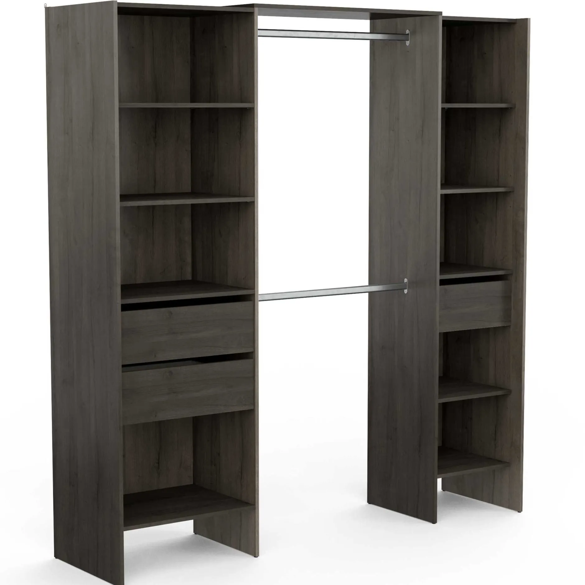 Kleiderschrank Mimi 7 Einlegeböden, 3 Schubladen und 2 Kleiderstangen-Waterford Eiche