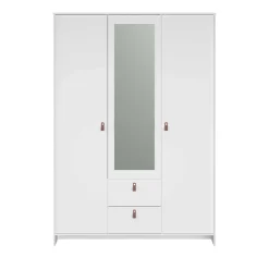 Kleiderschrank Minty 137cm, 3 Türen und 2 Schubladen - weiß