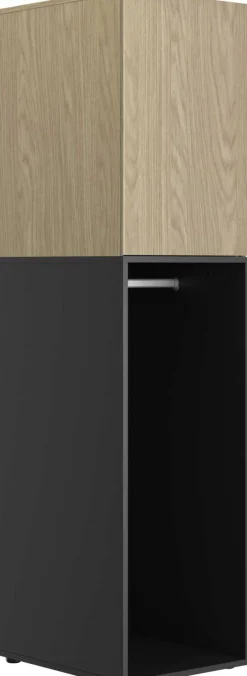 Kleiderschrank Nael - 50x60x200cm - 1 Tür und 1 Kleiderstange - Eiche Dekor/schwarz