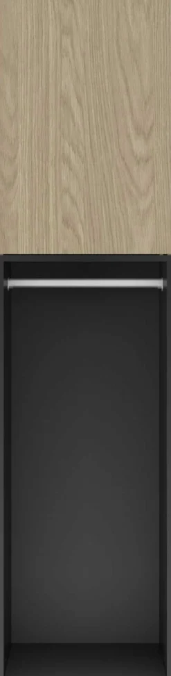 Kleiderschrank Nael - 50x60x200cm - 1 Tür und 1 Kleiderstange - Eiche Dekor/schwarz