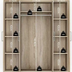 Kleiderschrank Nikkie 160 cm-sonoma Eiche
