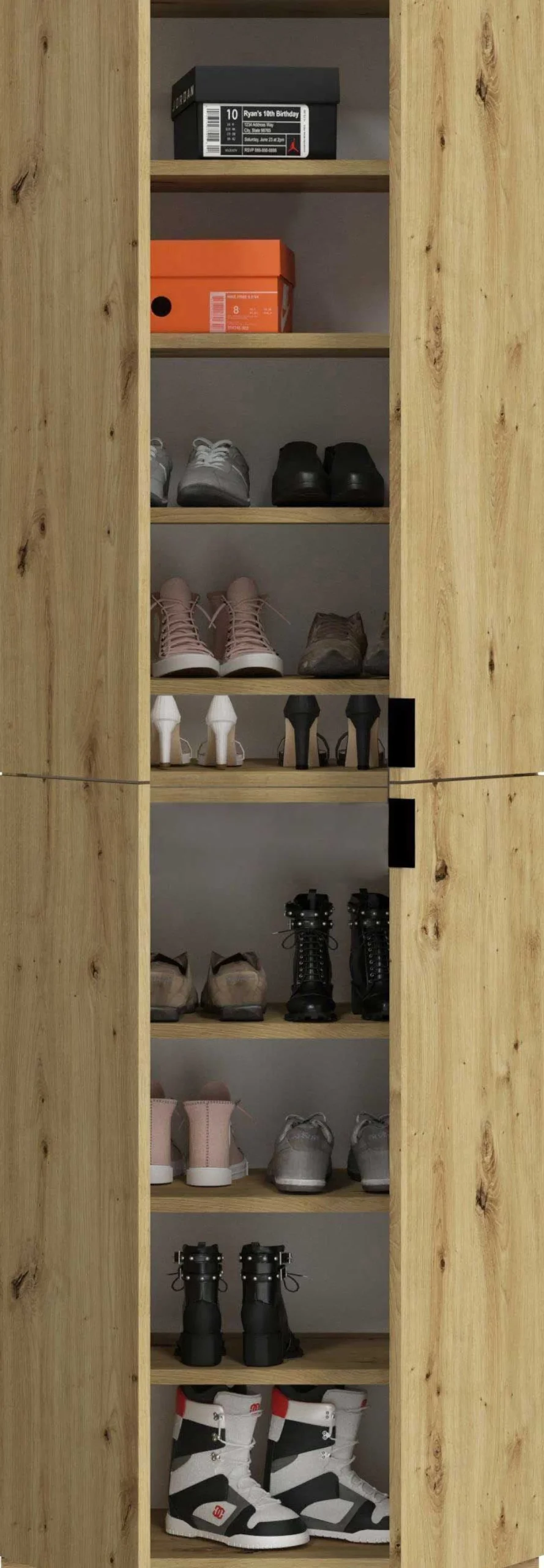 Kleiderschrank Projekt X Emob - Artisan Oak - 183x193x34 cm - Spiegel
