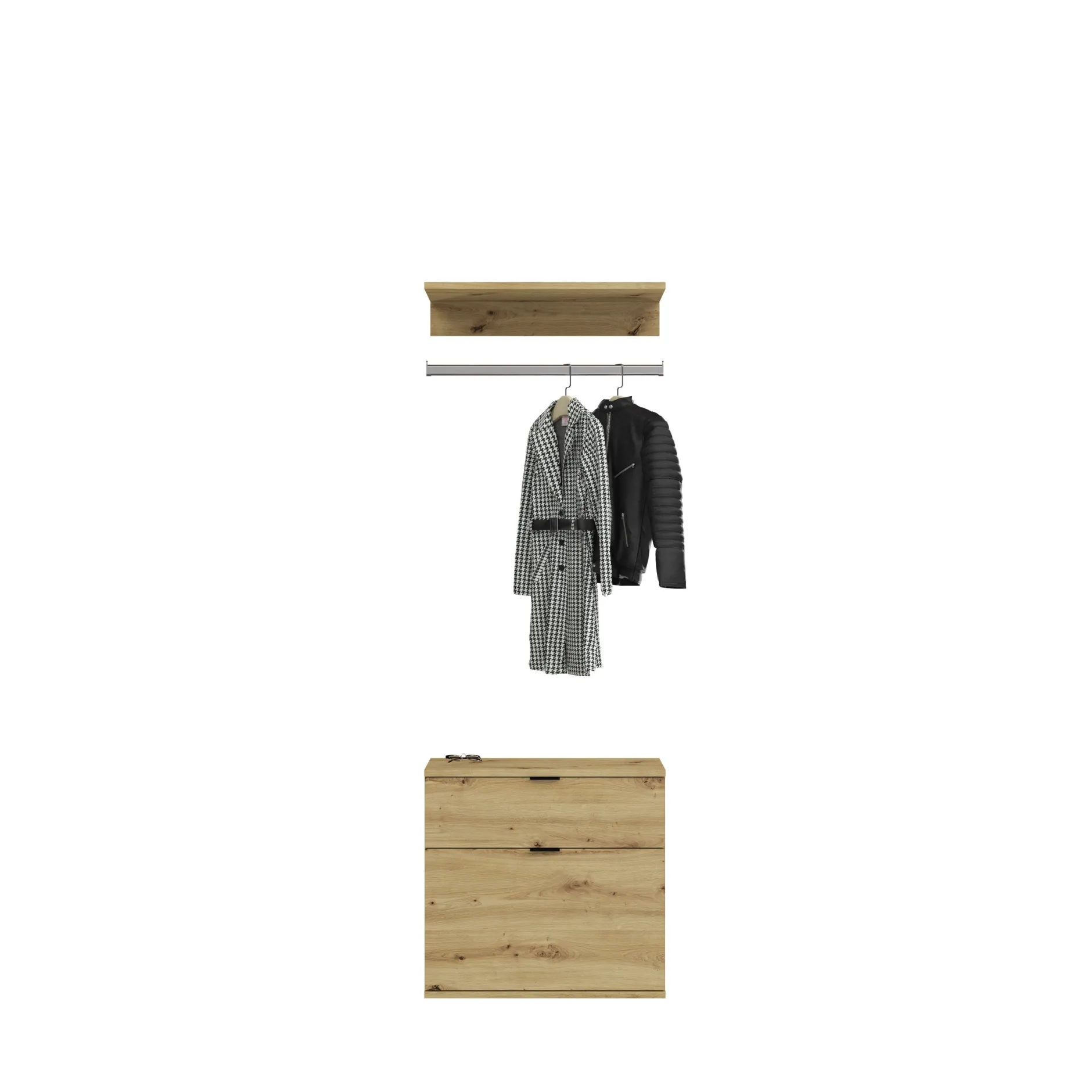 Kleiderschrank Projekt X Emob - Artisan Eiche - 213x193x34 cm - Natur