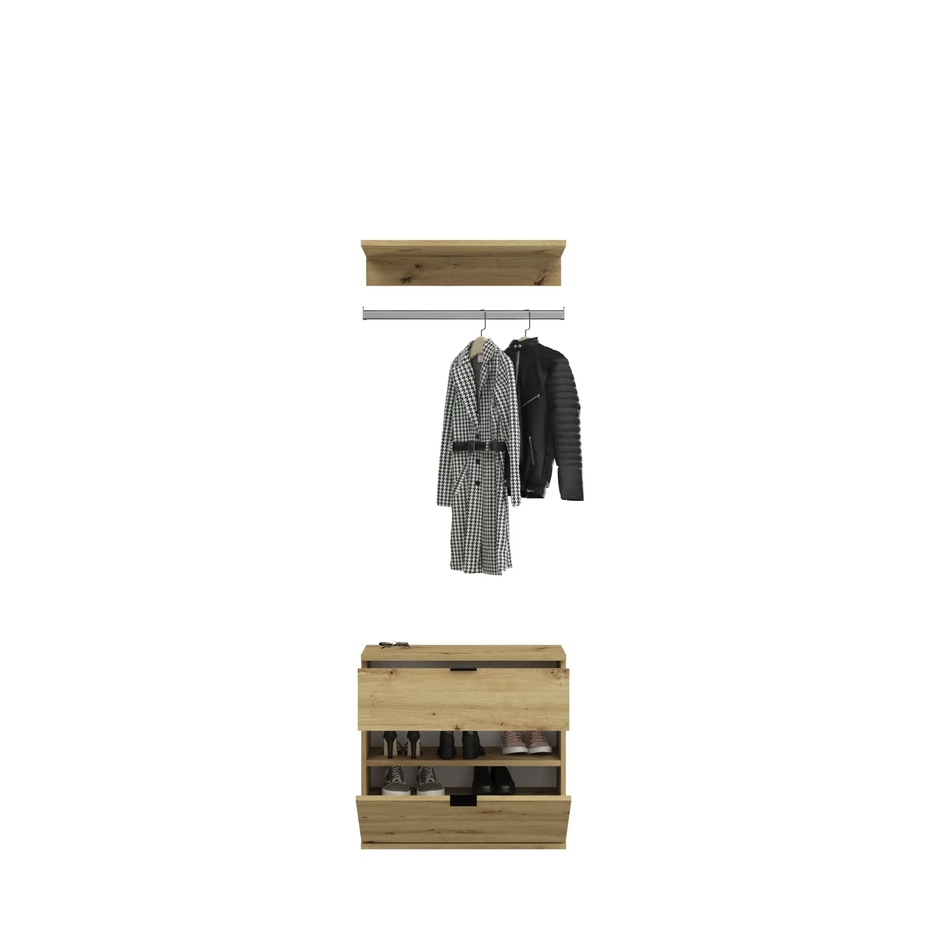 Kleiderschrank Projekt X Emob - Artisan Eiche - 213x193x34 cm - Natur