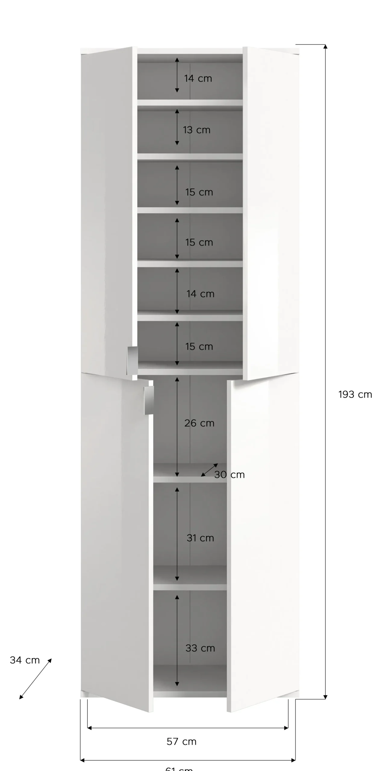 Kleiderschrank Projekt X Emob - Artisan Oak, Weiß, 273x193x34 cm