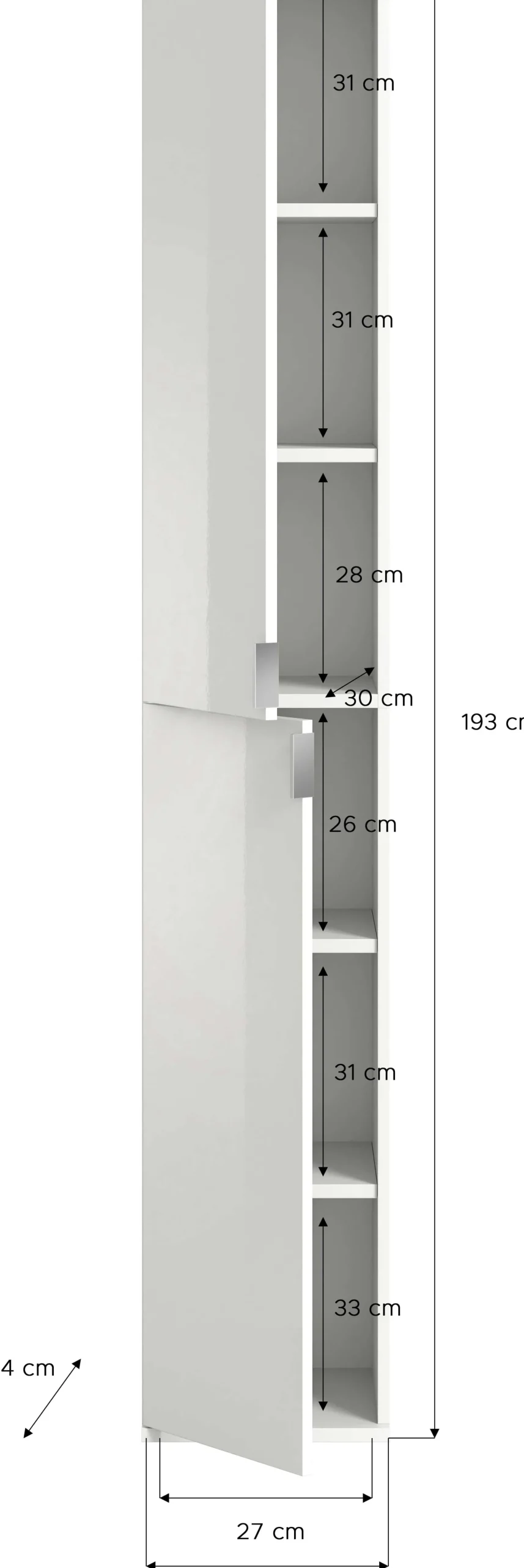 Kleiderschrank Projekt X Emob - Artisan Oak - 60x193x34 cm - Spiegel