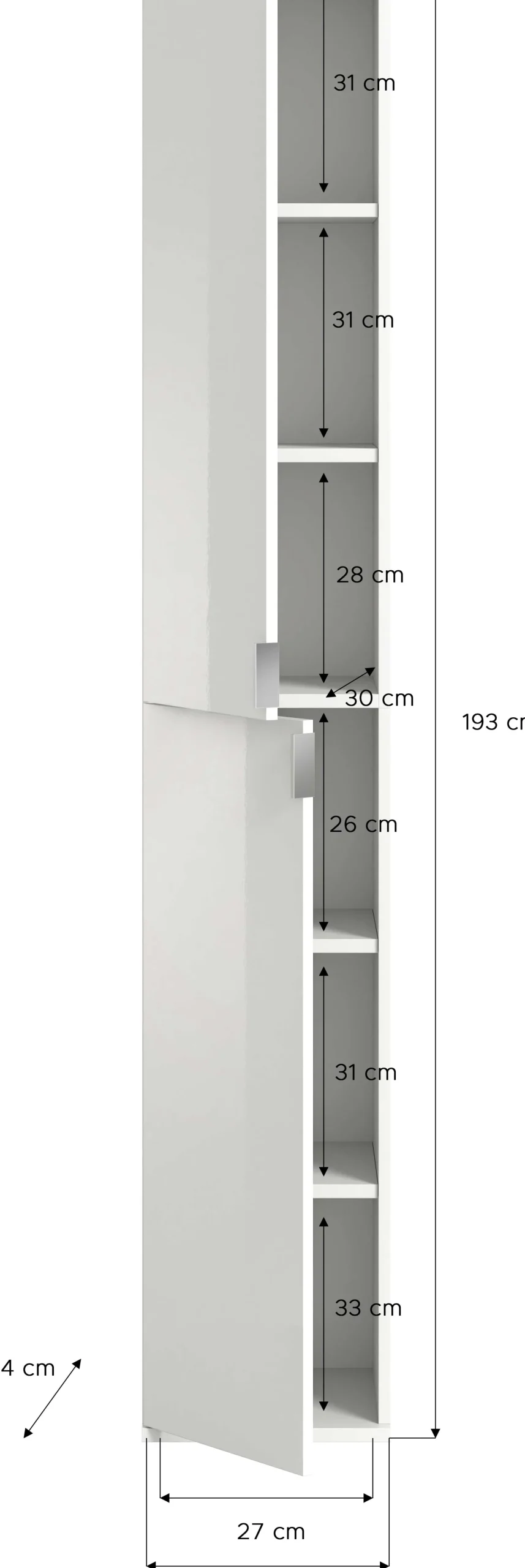 Kleiderschrank Projekt X Emob - Artisan Eiche - 121x193x34 cm - Spiegel