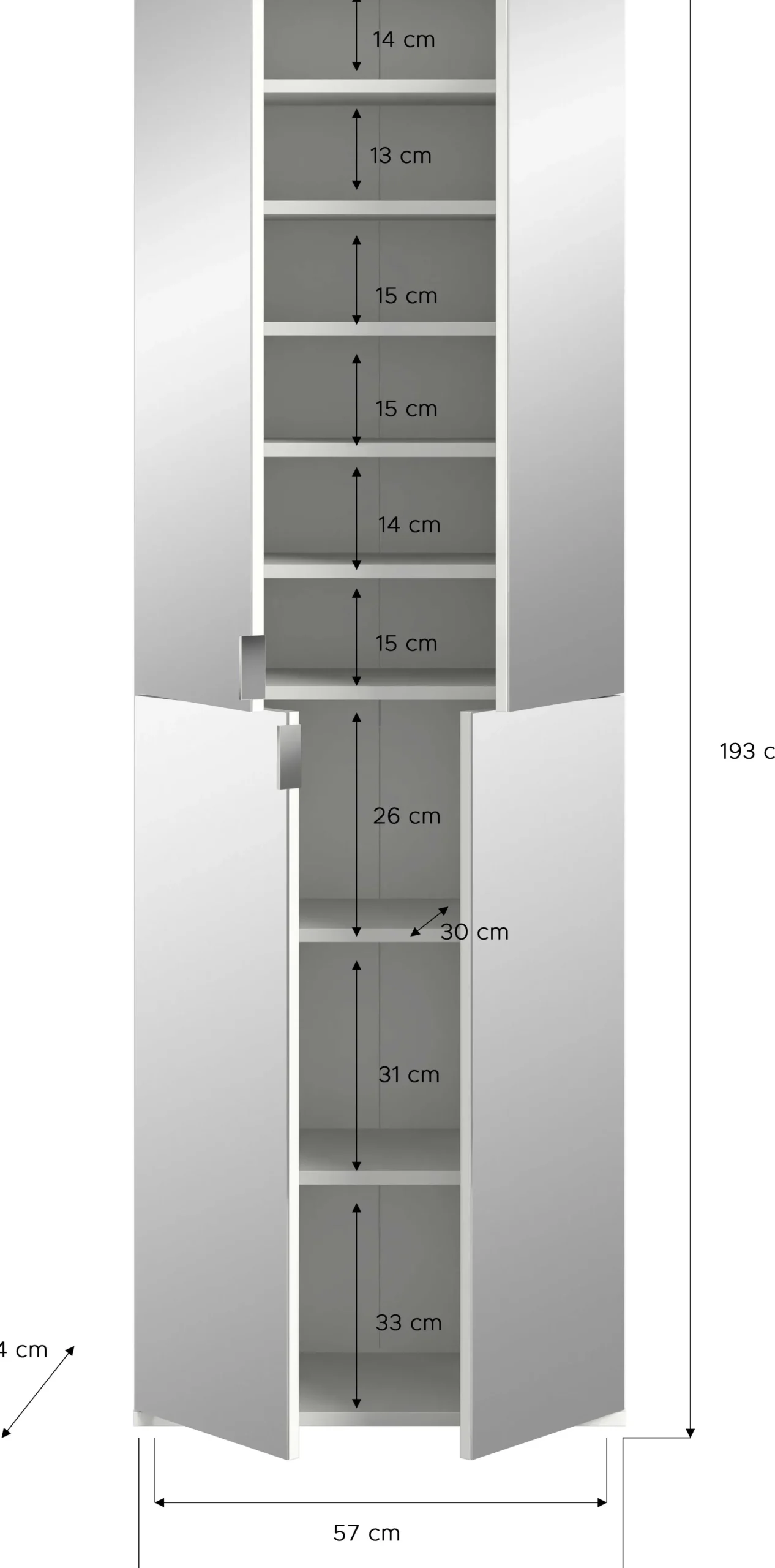 Kleiderschrank Projekt X Emob - Artisan Eiche Spiegel - 122x193x34 cm