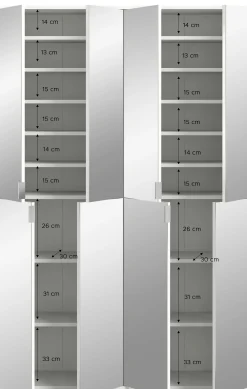 Kleiderschrank Projekt X Xonox – Weiß Laminat & Spiegeltüren – 122x193x34 cm