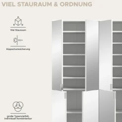Kleiderschrank Projekt X Xonox – Weiß Laminat & Spiegeltüren – 122x193x34 cm