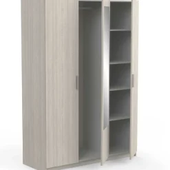 Kleiderschrank Prya 3 Flügeltüren, 4 Einlegeböden und 1 Kleiderstange - Eiche Shannon