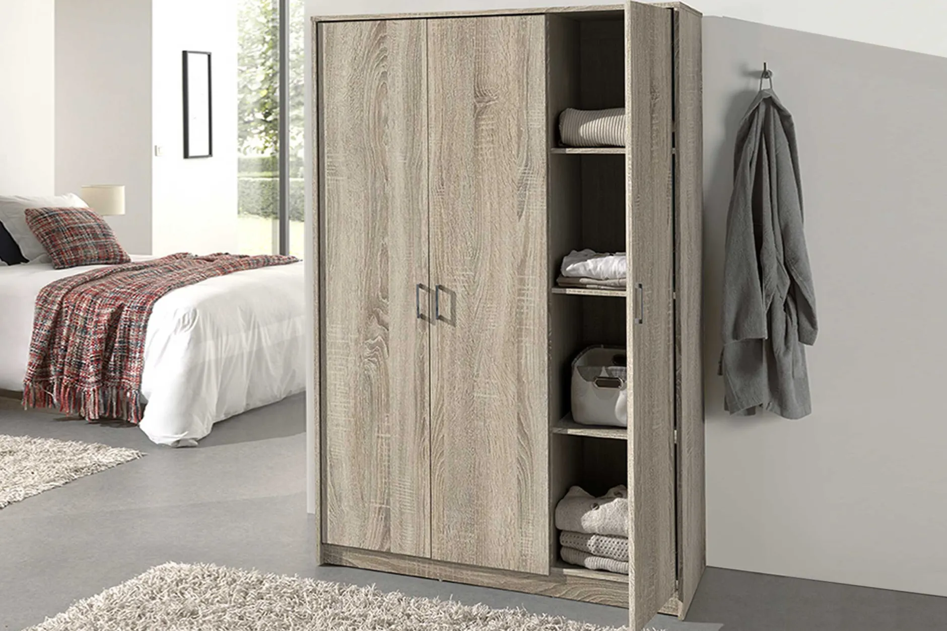 Kleiderschrank Ray 120cm mit 3 Türen - Sonoma Eiche