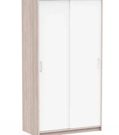 Kleiderschrank Rollo - 102x55x192cm - 2 Türen - weiß/Eiche Dekor