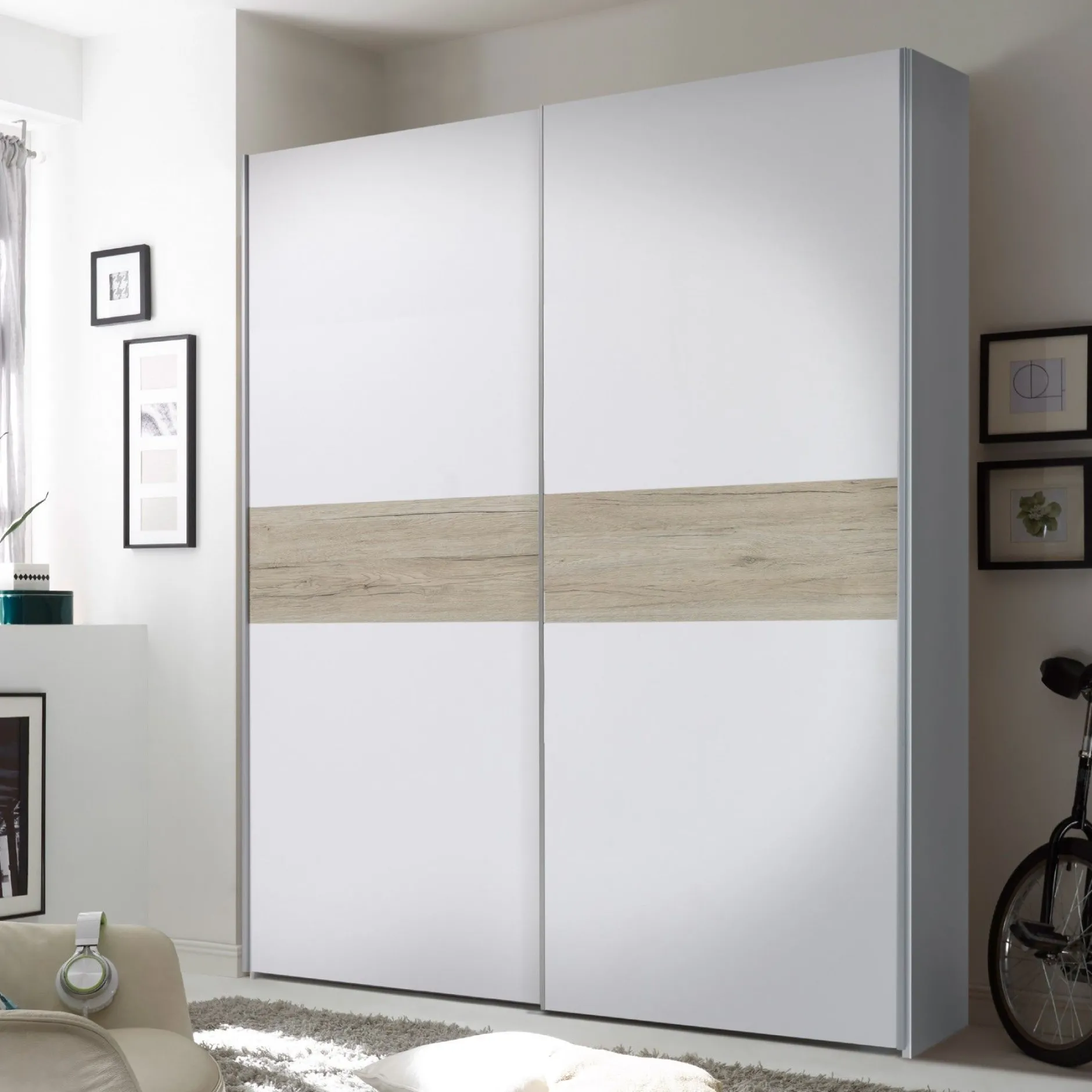 Kleiderschrank Salamanca 170cm mit 2 Türen - weiß/Eiche