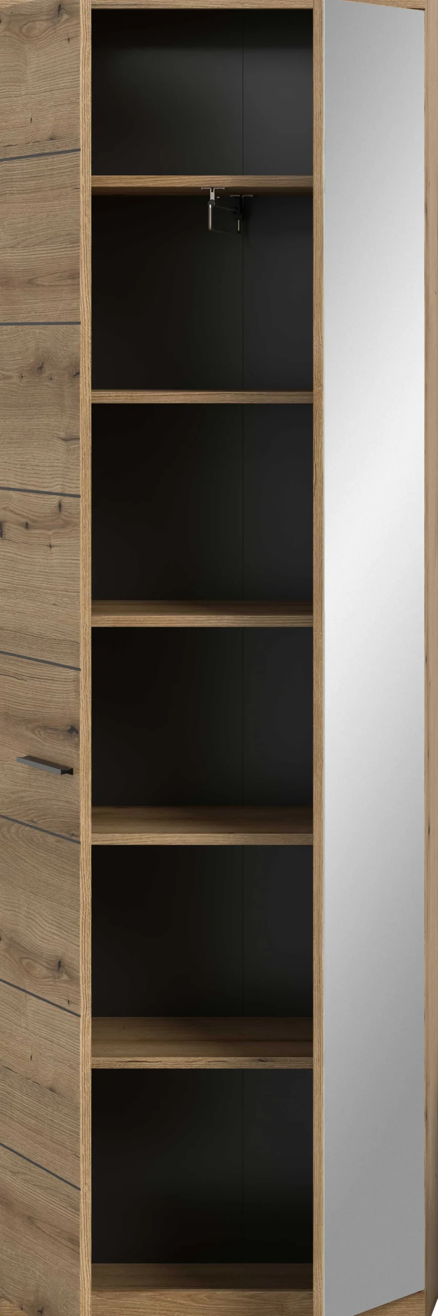 Kleiderschrank Scout Xonox - Evoke Oak, 62x197x37 cm, mit Spiegel
