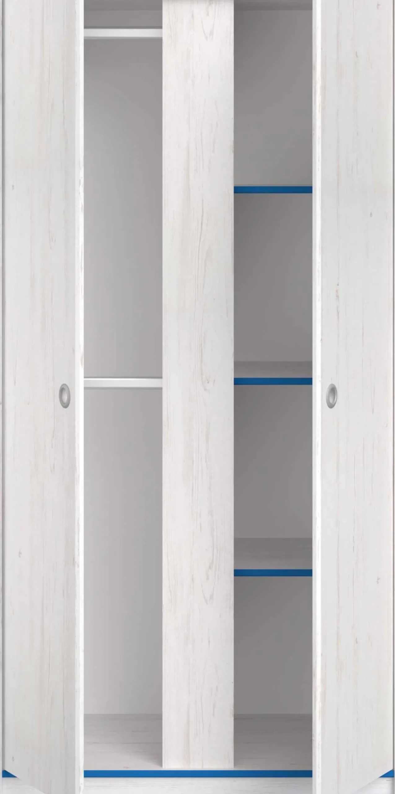Kleiderschrank Smoozy 90cm 2 Türen - weiß/rosa oder weiß/blau