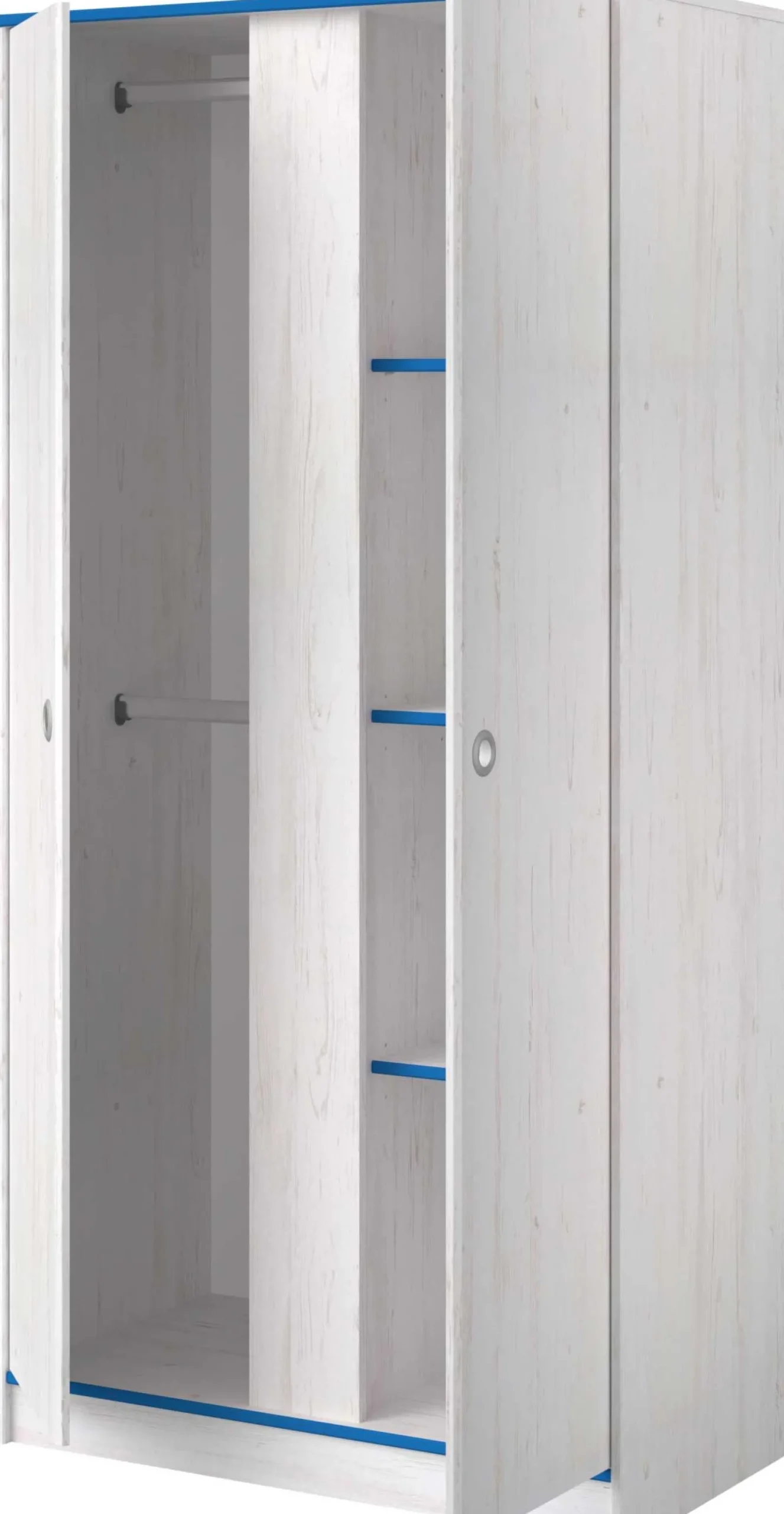 Kleiderschrank Smoozy 90cm 2 Türen - weiß/rosa oder weiß/blau