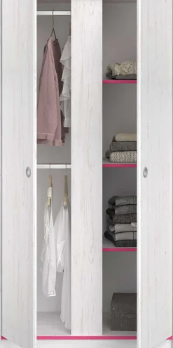 Kleiderschrank Smoozy 90cm 2 Türen - weiß/rosa oder weiß/blau