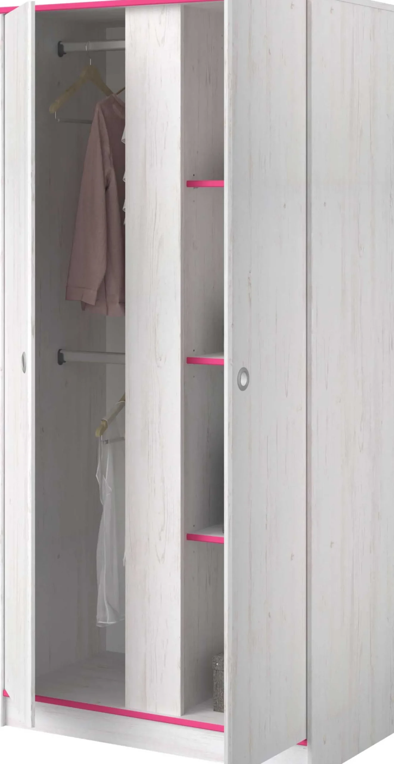 Kleiderschrank Smoozy 90cm 2 Türen - weiß/rosa oder weiß/blau