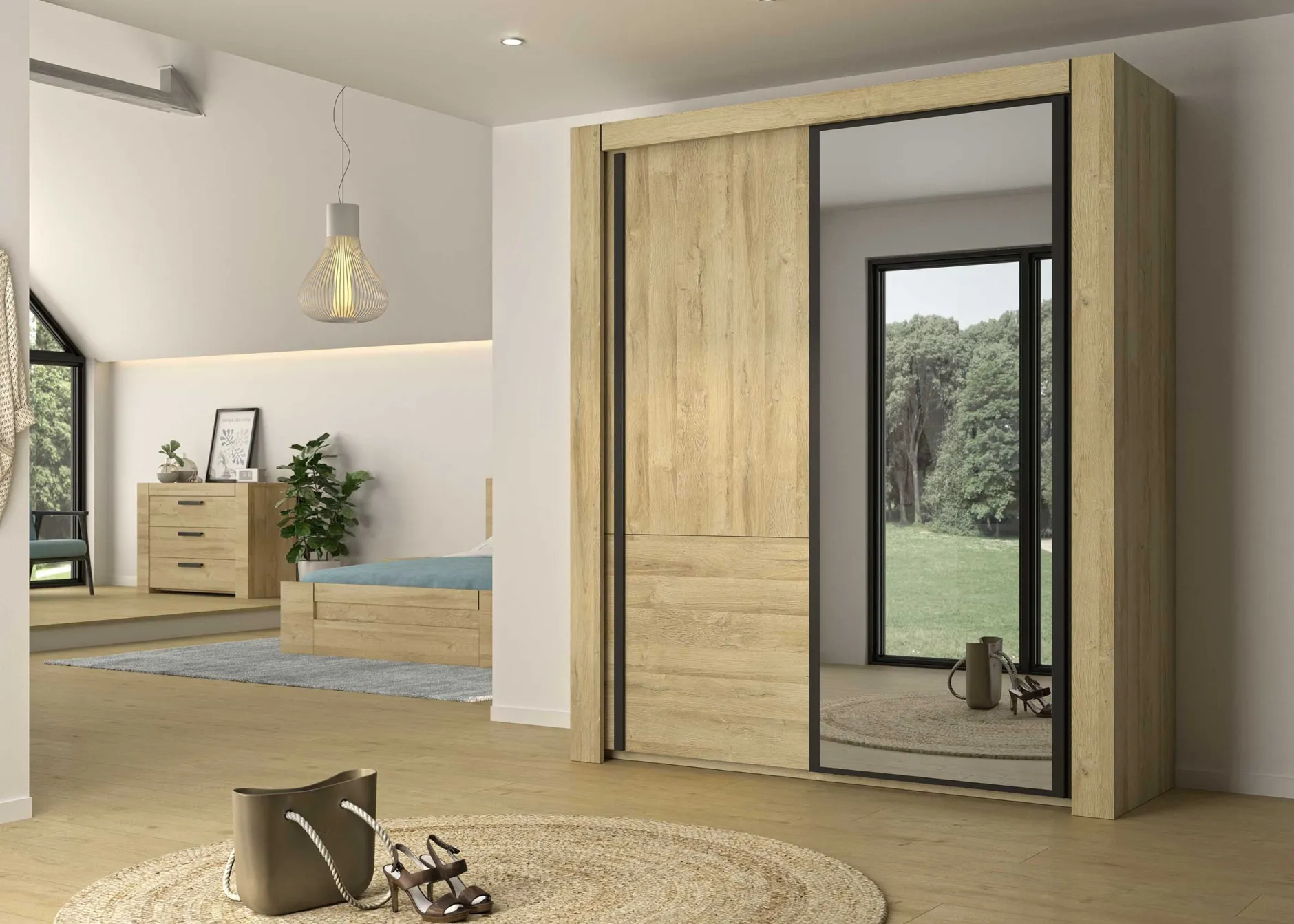 Kleiderschrank Sofia | 192 x 63 x 220 cm | Gold Oak Design