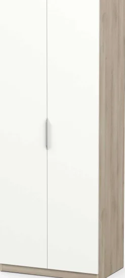 Kleiderschrank Spectre 80cm - matt weiß/Eiche