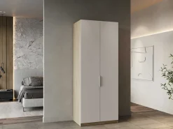 Kleiderschrank Spectre 80cm - matt weiß/Eiche