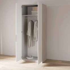 Kleiderschrank Spectre 80cm - matt weiß/Eiche