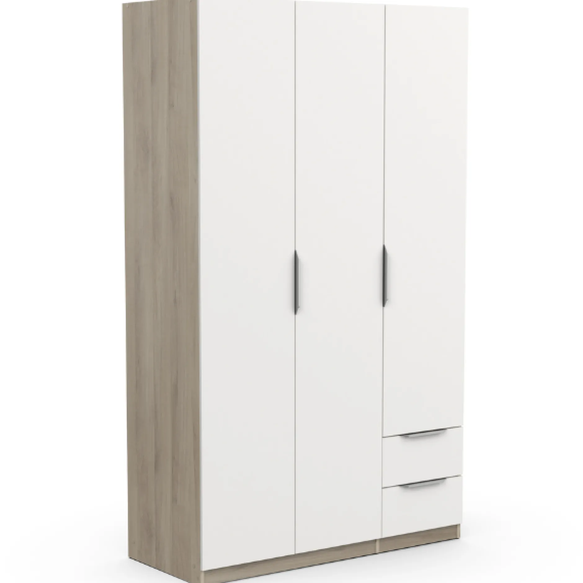 Kleiderschrank Spectre 120cm - matt weiß/Eiche