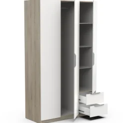 Kleiderschrank Spectre 120cm - matt weiß/Eiche