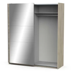 Kleiderschrank Spectre 178cm mit Schiebetüren und Spiegel - Eiche Dekor