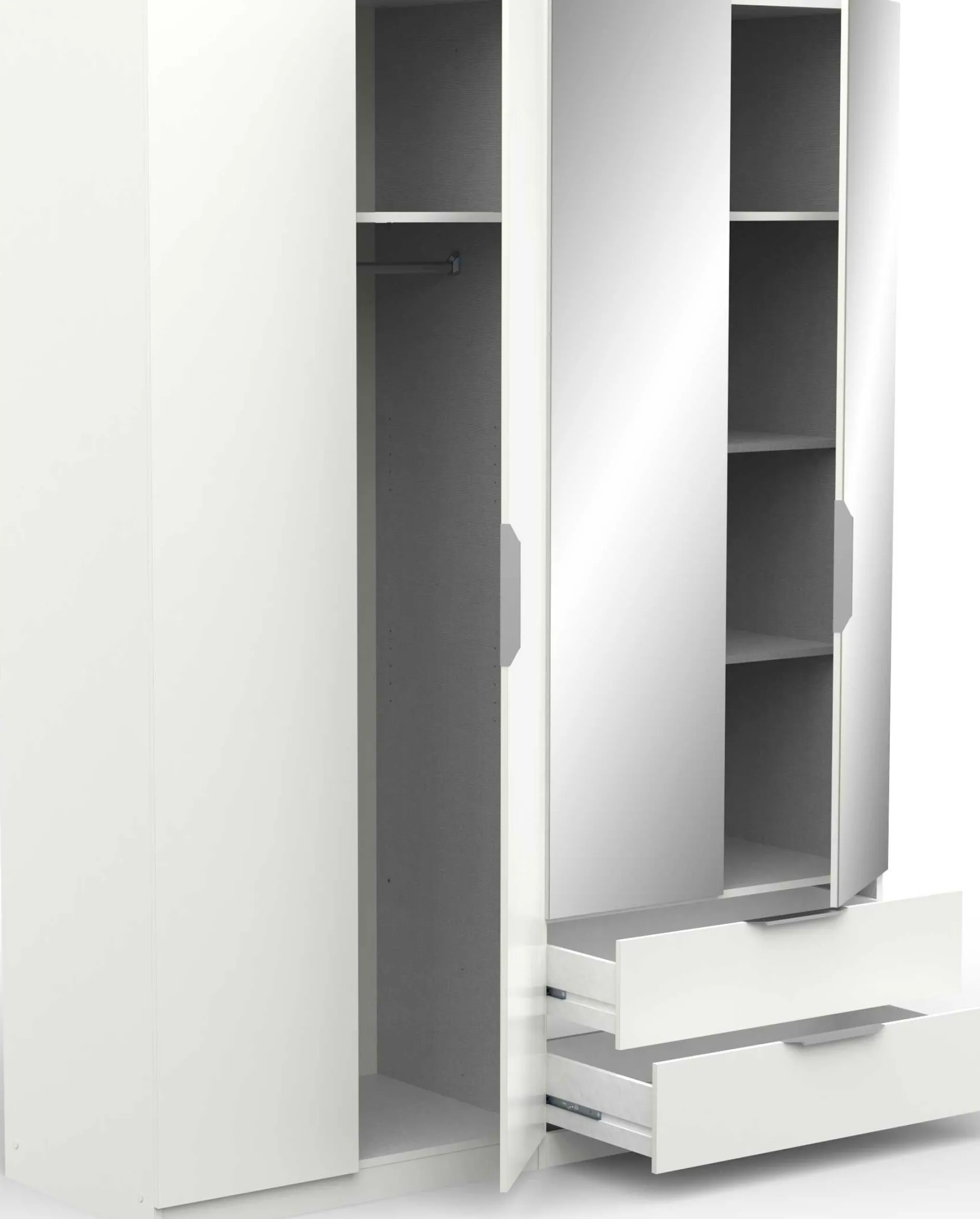 Kleiderschrank Spectre 157cm mit Spiegel - matt weiß