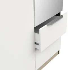 Kleiderschrank Spectre 120cm mit Spiegel - matt weiß/Eiche
