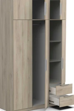 Kleiderschrank Spectre 120cm 6 Türen und 2 Schubladen - Eiche