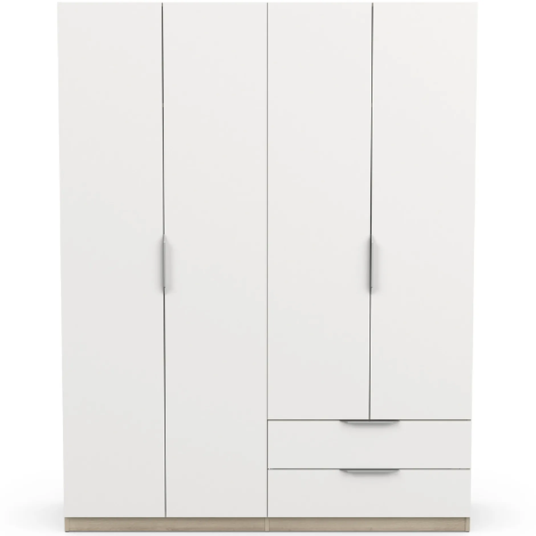 Kleiderschrank Spectre 157cm 4 Türen und 2 Schubladen - matt weiß/Eiche