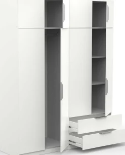 Kleiderschrank Spectre 157cm 8 Türen und 2 Schubladen - matt weiß