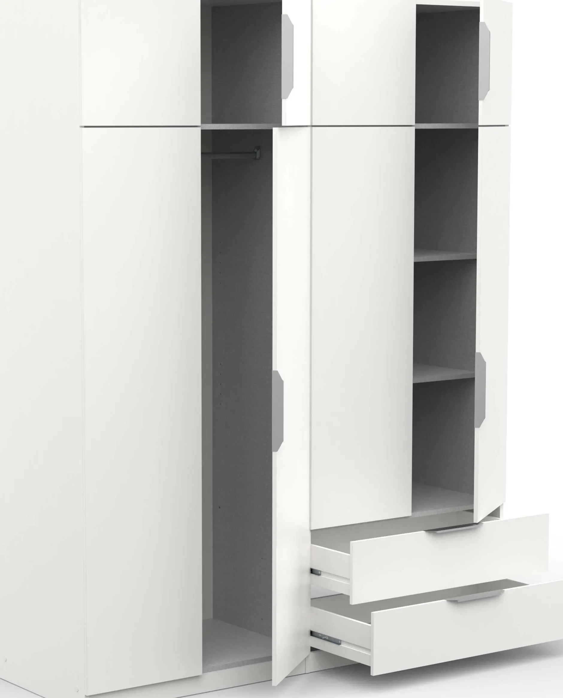Kleiderschrank Spectre 157cm 8 Türen und 2 Schubladen - matt weiß