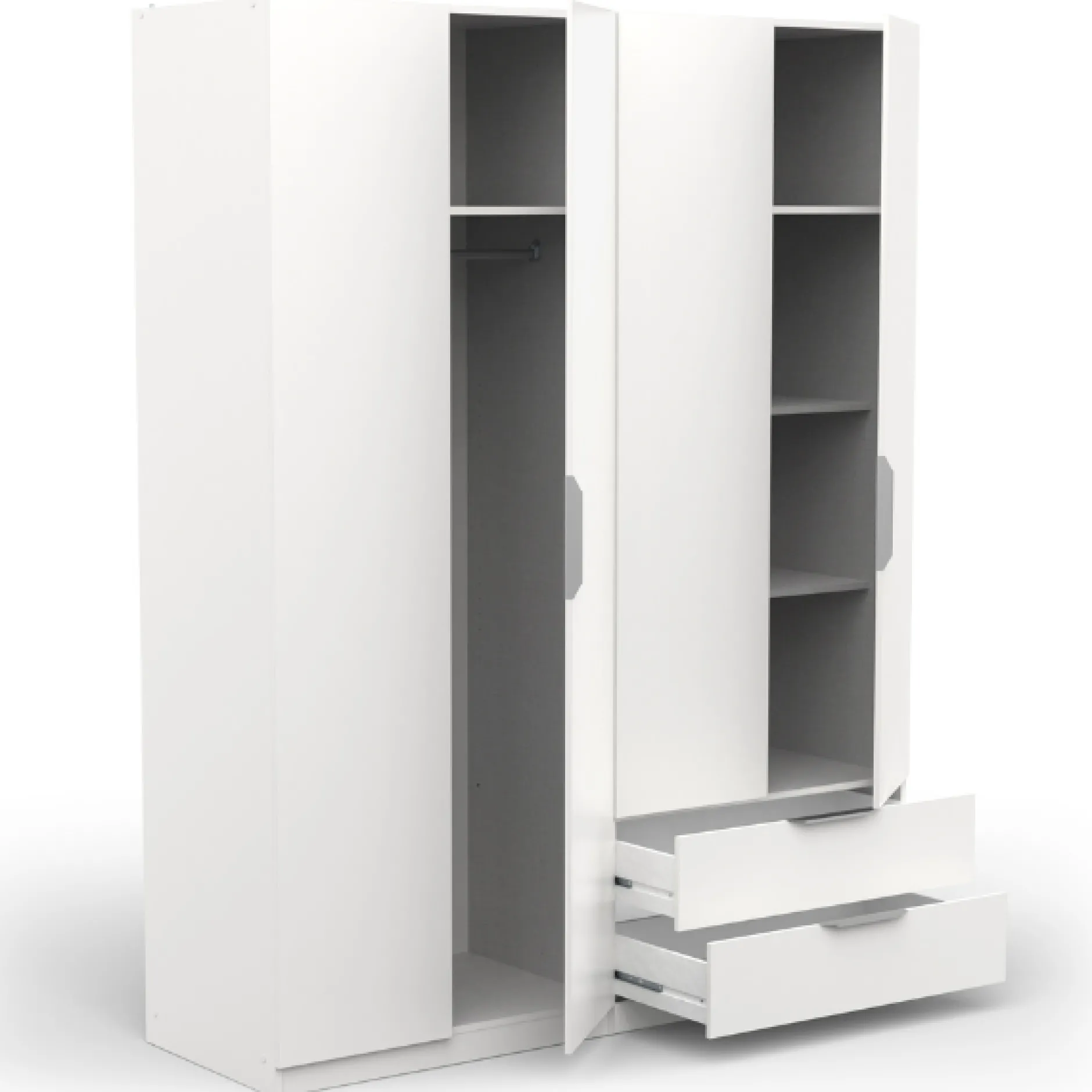 Kleiderschrank Spectre 157cm 4 Türen und 2 Schubladen - matt weiß