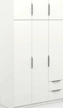 Kleiderschrank Spectre 120cm 6 Türen und 2 Schubladen - matt weiß