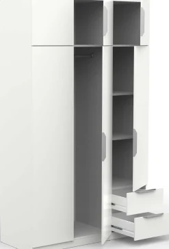 Kleiderschrank Spectre 120cm 6 Türen und 2 Schubladen - matt weiß