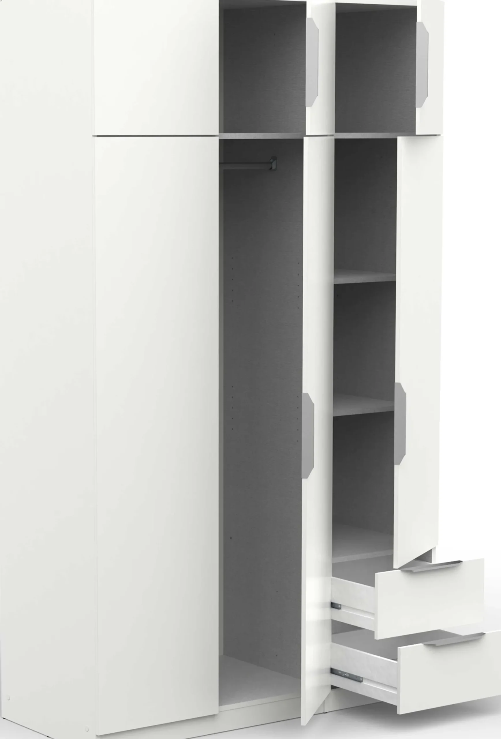 Kleiderschrank Spectre 120cm 6 Türen und 2 Schubladen - matt weiß