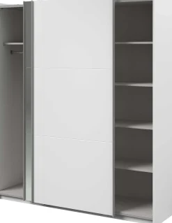 Kleiderschrank Swings - 178x59x203cm - mit Spiegel - 2 Türen - weiß